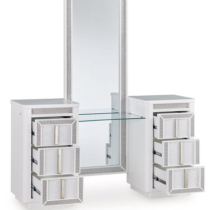 Chalanna - White - Vanity With Mirror Signature Design by Ashley® 