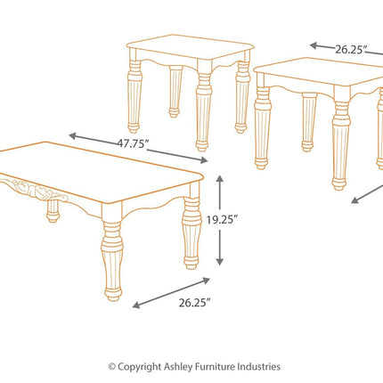 North - Dark Brown - Occasional Table Set (Set of 3) Ashley Furniture 