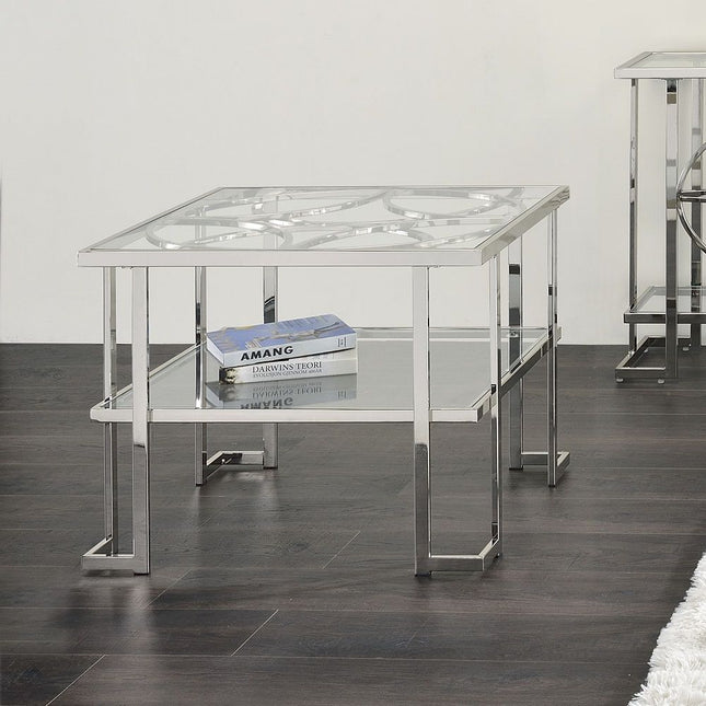 Kalan - End Table - Glass & Silver - Tony's Home Furnishings