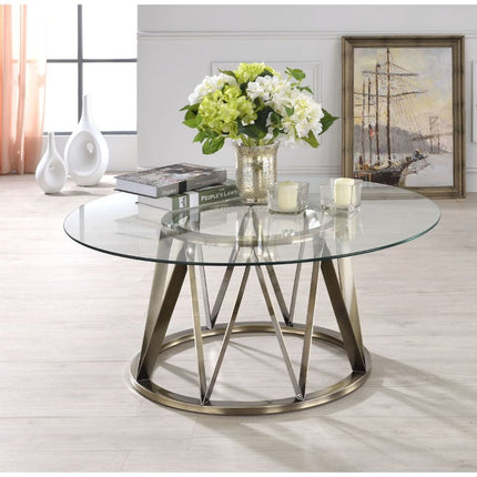 Perjan - Coffee Table - Antique Brass & Clear Glass ACME 