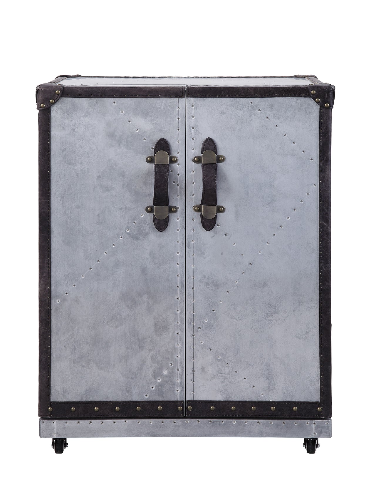 Brancaster - Wine Cabinet - Antique Ebony Top Grain Leather & Aluminum ACME 