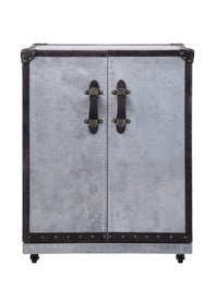 Brancaster - Wine Cabinet - Antique Ebony Top Grain Leather & Aluminum ACME 