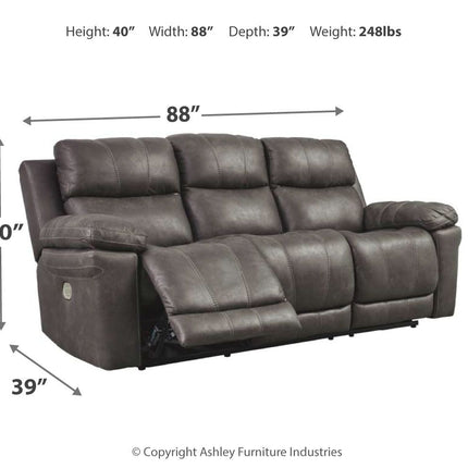 Erlangen - Dark Gray - Pwr Rec Sofa With Adj Headrest Ashley Furniture 