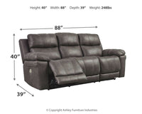 Thumbnail for Erlangen - Dark Gray - Pwr Rec Sofa With Adj Headrest - Tony's Home Furnishings