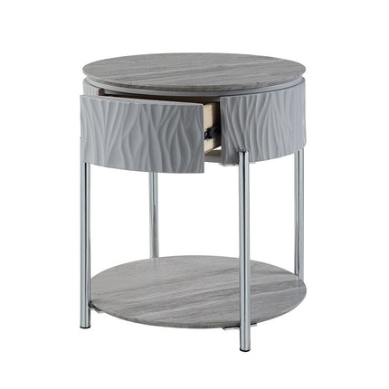 Yukino - End Table - Gray High & Chrome ACME 