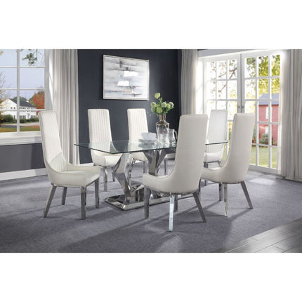 Gianna - Dining Table - Clear Glass & Stainless Steel ACME 