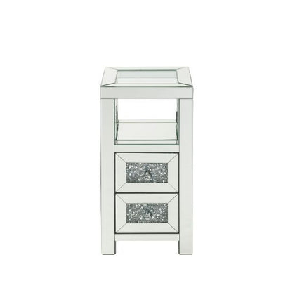 Noralie - Accent Table - Clear Glass, Mirrored & Faux Diamonds - 24" ACME 