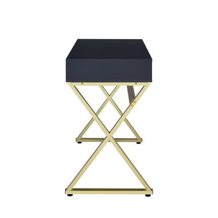 Coleen - Vanity Desk - Black & Brass Finish - 31" ACME 