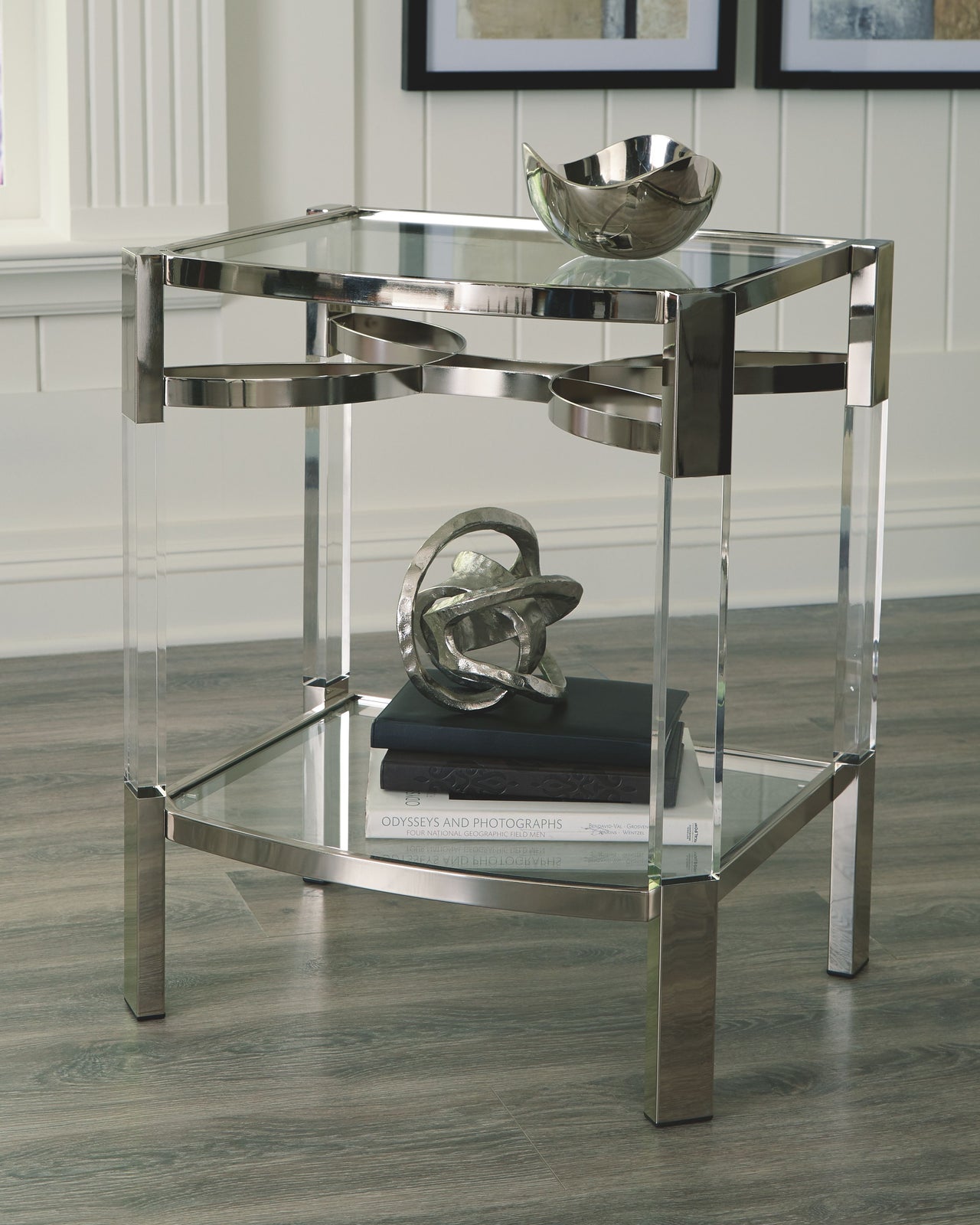 Chaseton - Clear / Silver Finish - Accent Table Signature Design by Ashley® 