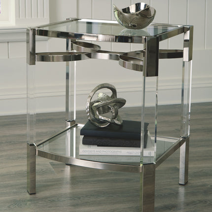 Chaseton - Clear / Silver Finish - Accent Table Ashley Furniture 