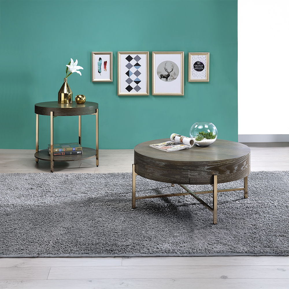 Weyton - End Table - Dark Oak & Champagne - Tony's Home Furnishings