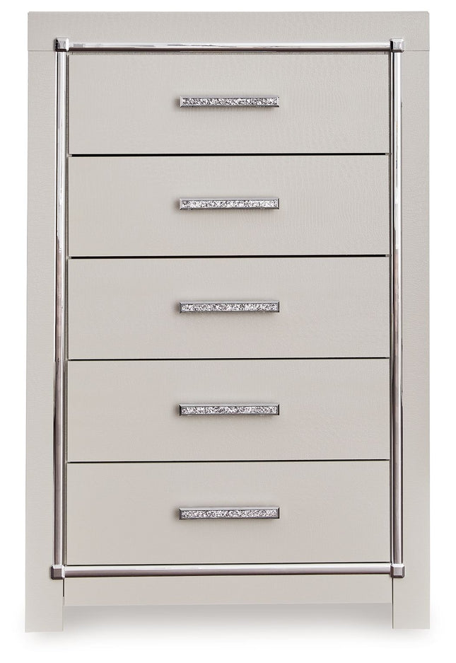 Zyniden - Silver - Five Drawer Chest Signature Design by Ashley® 