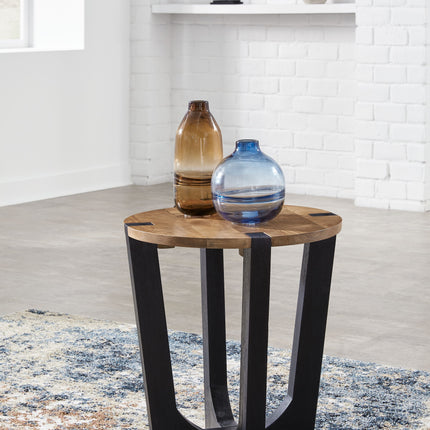 Hanneforth - Brown - Round End Table Signature Design by Ashley® 