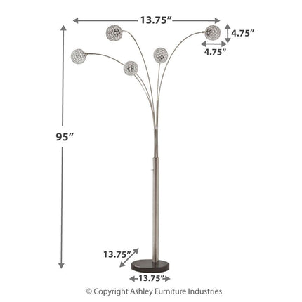 Winter - Silver Finish - Metal Arc Lamp Ashley Furniture 