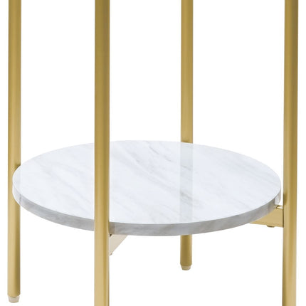 Wynora - White / Gold - Round End Table Ashley Furniture 