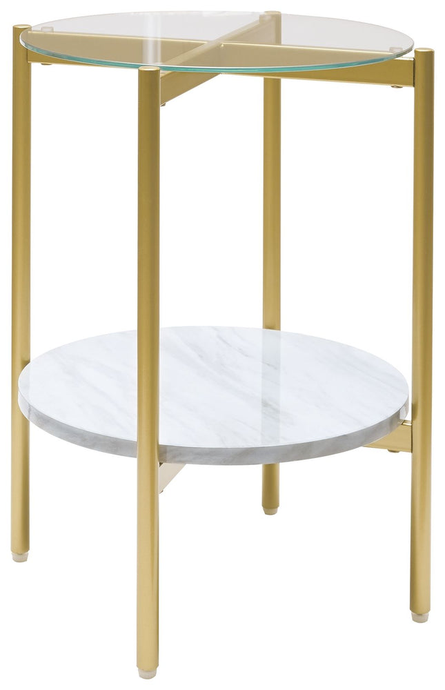 Wynora - White / Gold - Round End Table Ashley Furniture 