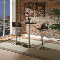 Brancaster - Stool - Vintage Brown Top Grain Leather & Aluminum - Tony's Home Furnishings