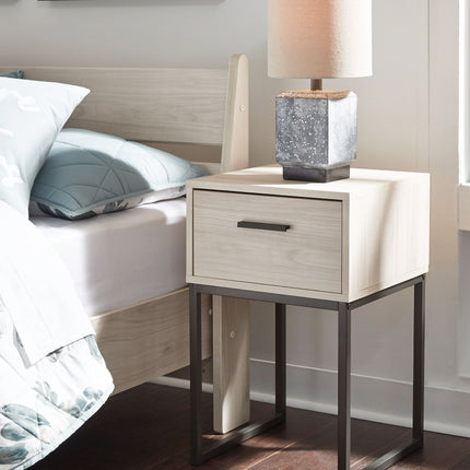 Socalle - Light Natural - One Drawer Night Stand - Vinyl-Wrapped Signature Design by Ashley® 