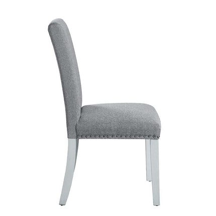 Lanton - Side Chair (Set of 2) - Gray Linen & Antique White Finish ACME 