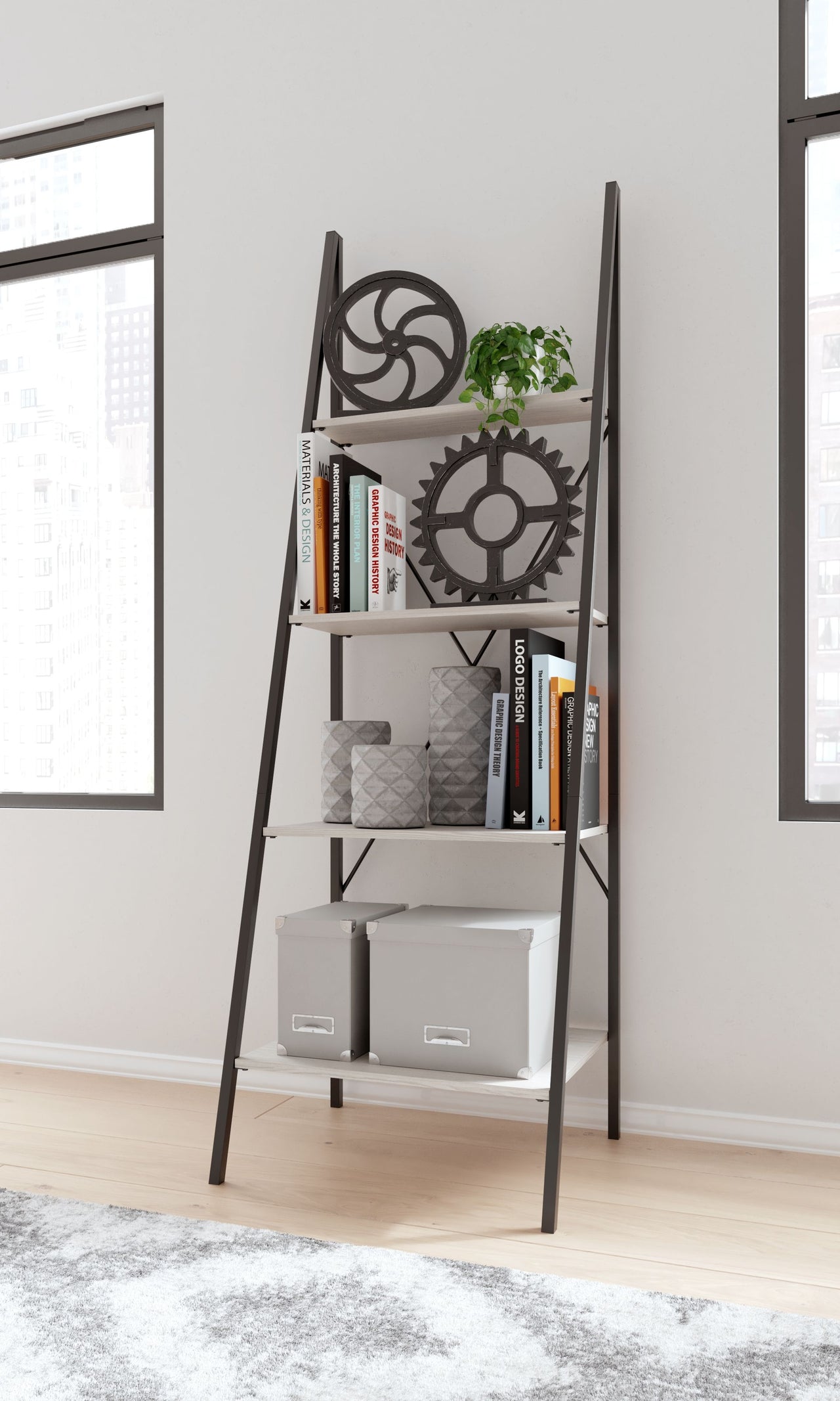 Bayflynn - White / Black - Bookcase - 4 Open Shelves - Tony's Home Furnishings