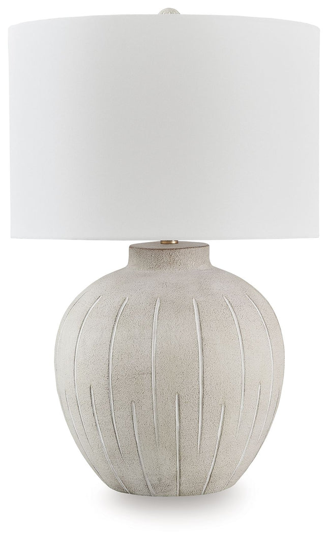 Calbert - Warm Gray - Poly Table Lamp Signature Design by Ashley® 