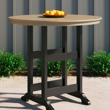 Fairen Trail - Black / Driftwood - Round Bar Table W/Umb Opt Signature Design by Ashley® 