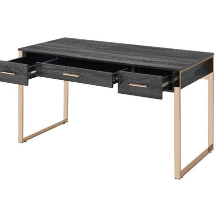 Perle - Writing Desk - Champagne Gold & Black Finish ACME 