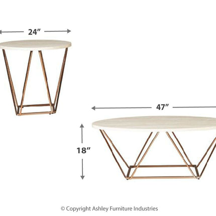 Tarica - White / Metallic - Occasional Table Set (Set of 3) Ashley Furniture 