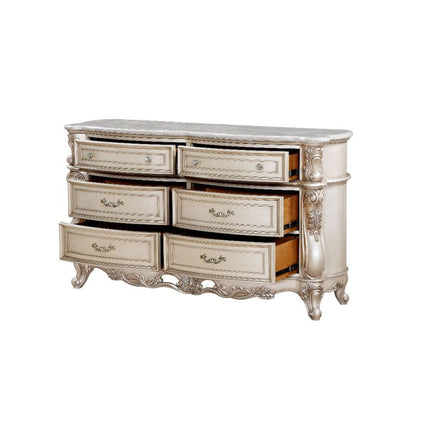 Gorsedd - Dresser - Marble & Antique White ACME 