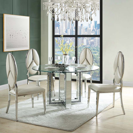 Noralie - Dining Table - Mirrored & Faux Diamonds ACME 