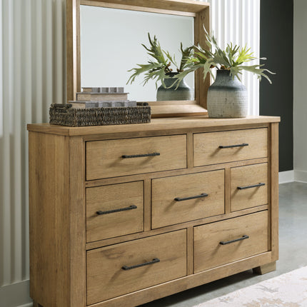 Galliden - Light Brown - Dresser And Mirror Signature Design by Ashley® 