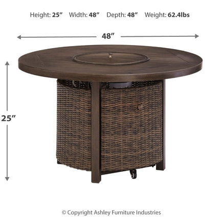 Paradise - Medium Brown - Round Fire Pit Table Ashley Furniture 