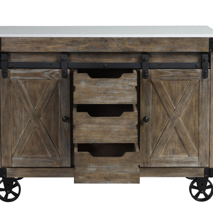 Alforvott - Serving Cart - Marble & Weathered Gray Finish ACME 