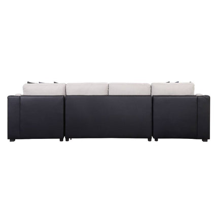 Merill - Sectional Sofa - Beige Fabric & Black PU ACME 