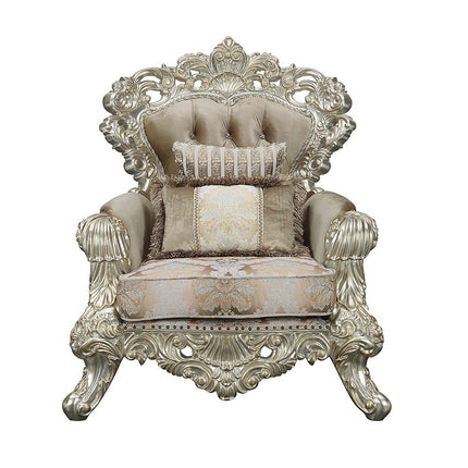 Sorina - Chair - Velvet, Fabric & Antique Gold Finish ACME 