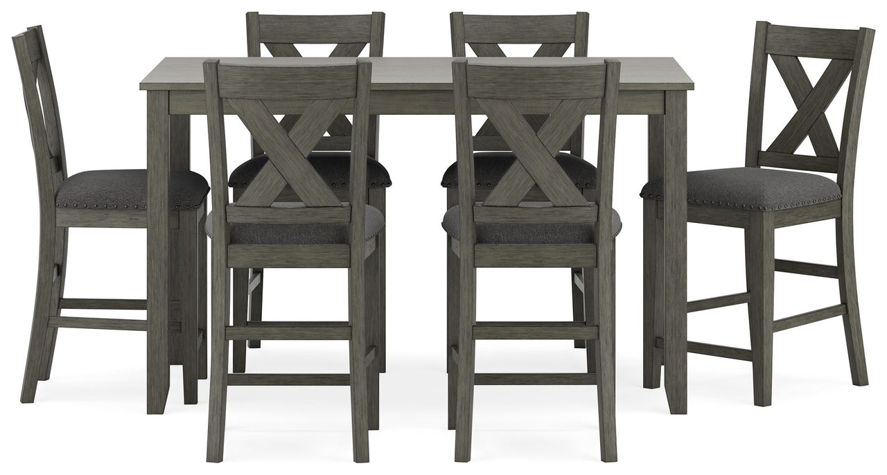 Caitbrook - Gray - Rect Drm Counter Table Set (Set of 7) - Tony's Home Furnishings