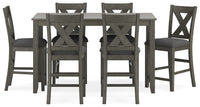 Thumbnail for Caitbrook - Gray - Rect Drm Counter Table Set (Set of 7) - Tony's Home Furnishings