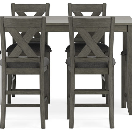 Caitbrook - Gray - Rect Drm Counter Table Set (Set of 7) Signature Design by Ashley® 