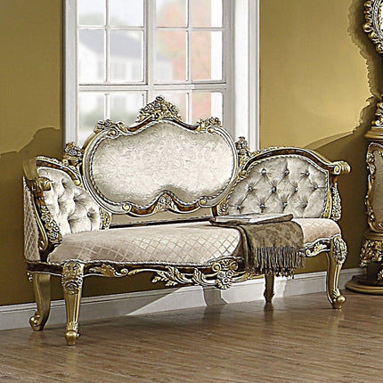 Desiderius - Bench - Beige , Antique Gold & Hand Paint Brown - Tony's Home Furnishings