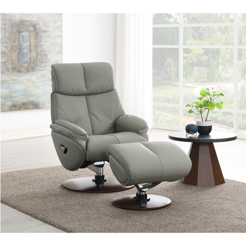 Kandoro - Motion Accent Chair With Swivel & Ottoman - Gray And Brown - Tony's Home Furnishings