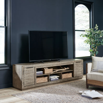 Krystanza - Weathered Gray - TV Stand With Wide Fireplace Insert Signature Design by Ashley® 