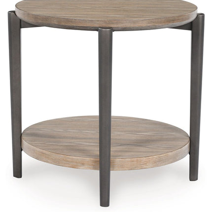 Dyonton - Light Grayish Brown - Round End Table Signature Design by Ashley® 