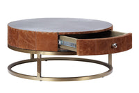 Tamas - Coffee Table - Aluminum & Cocoa Top Grain Leather - 13