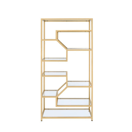 Lecanga- Bookshelf - Gold & Clear Glass ACME 