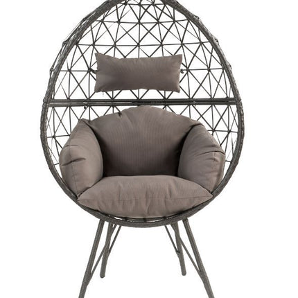 Aeven - Patio Lounge Chair - Light Gray Fabric & Black Wicker ACME 