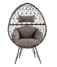 Aeven - Patio Lounge Chair - Light Gray Fabric & Black Wicker ACME 