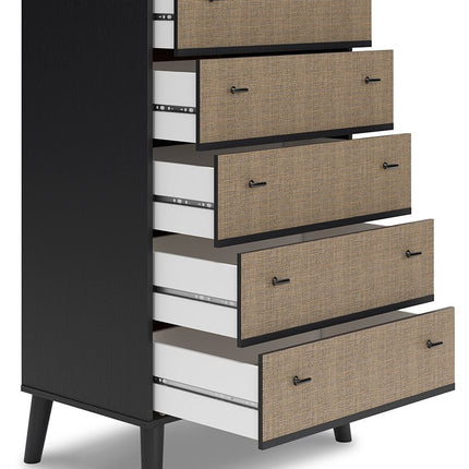 Charlang - Black / Gray - Five Drawer Chest Signature Design by Ashley® 