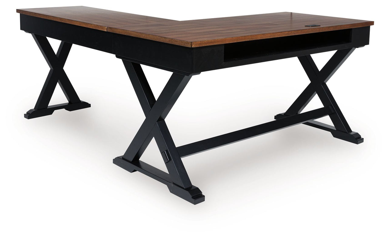 Wildenauer - Brown / Black - Home Office Desk And Return