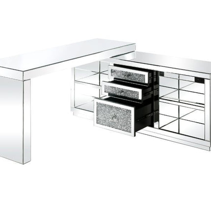 Noralie - Desk - Clear Glass, Mirrored & Faux Diamonds ACME 