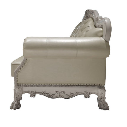 Dresden Loveseat - PU & Bone White Finish ACME 